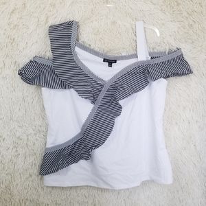 INC NWT plus size top striped coldsholder ruffle